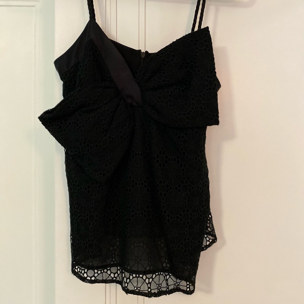 ~VOOM Black Eyelet Spaghetti Strap Bow Tank Top Sz. M $120+tax retail